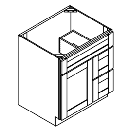 Vanity Combo Base Cabinet – Drawers Right