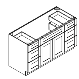 Vanity Combo Base Cabinet – Center Sink With 6 Drawers